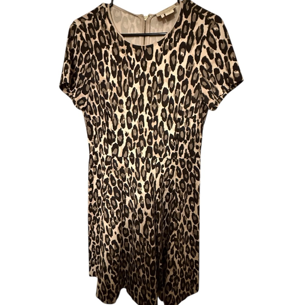 Kate Spade Black and Tan Leopard Print Short Sleeve Dress